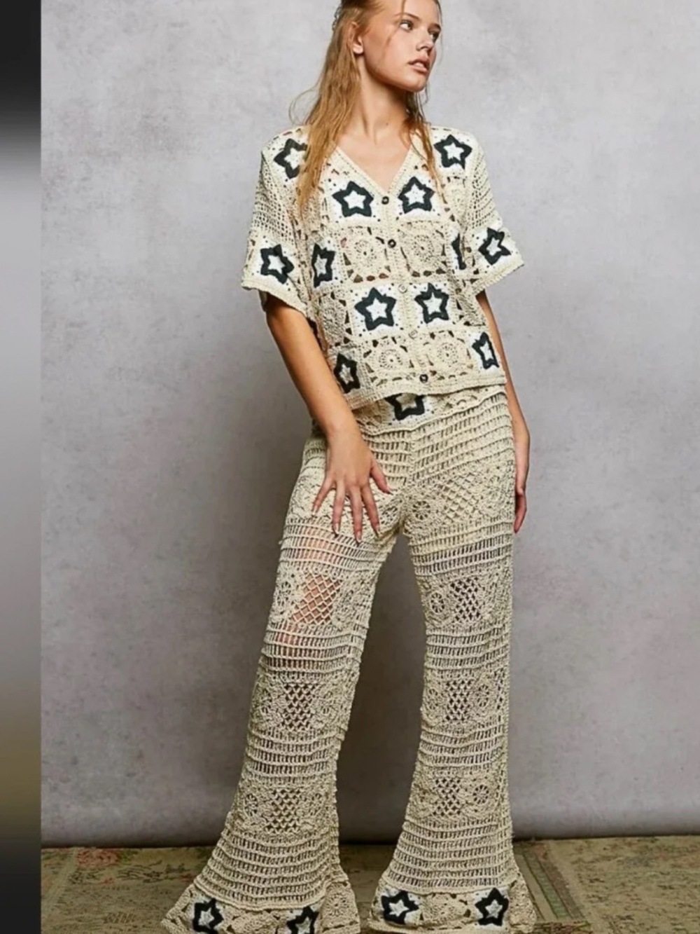🎉 POL “ KIMBERLY “ POL CROCHET TWO PIECE SET TOP AND BOTTOM 36